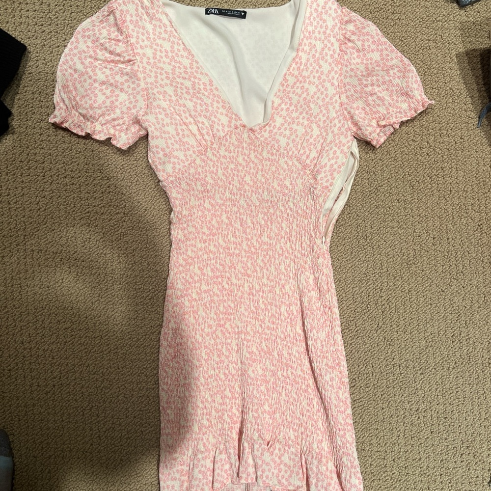 Zara Pink Patterned Mini Dress